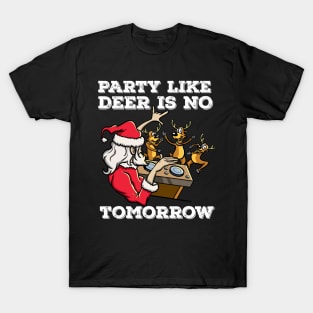 Santa Claus Deer DJ Dancing ReinDeer Party Fun Christmas Pun T-Shirt